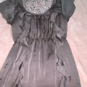 Gray lace back blouse large